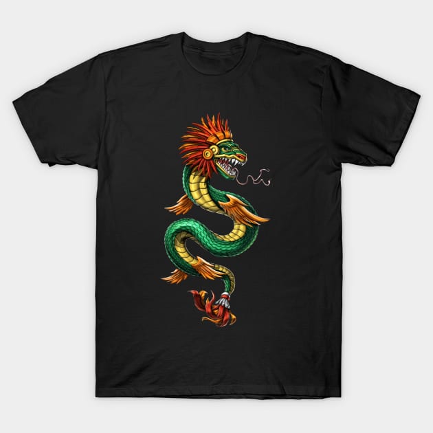 Quetzalcoatl Aztec Serpent God T-Shirt by underheaven